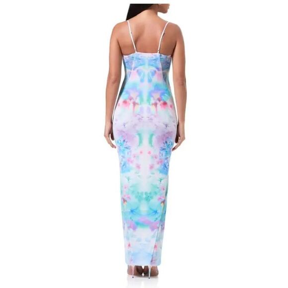 NWT AFRM Alyson Mesh Panel Maxi Dress size medium tie dye print - Picture 3 of 12